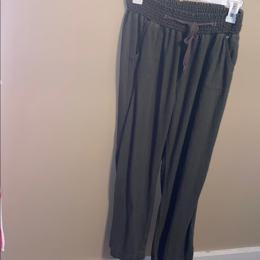 dark green flowy pants